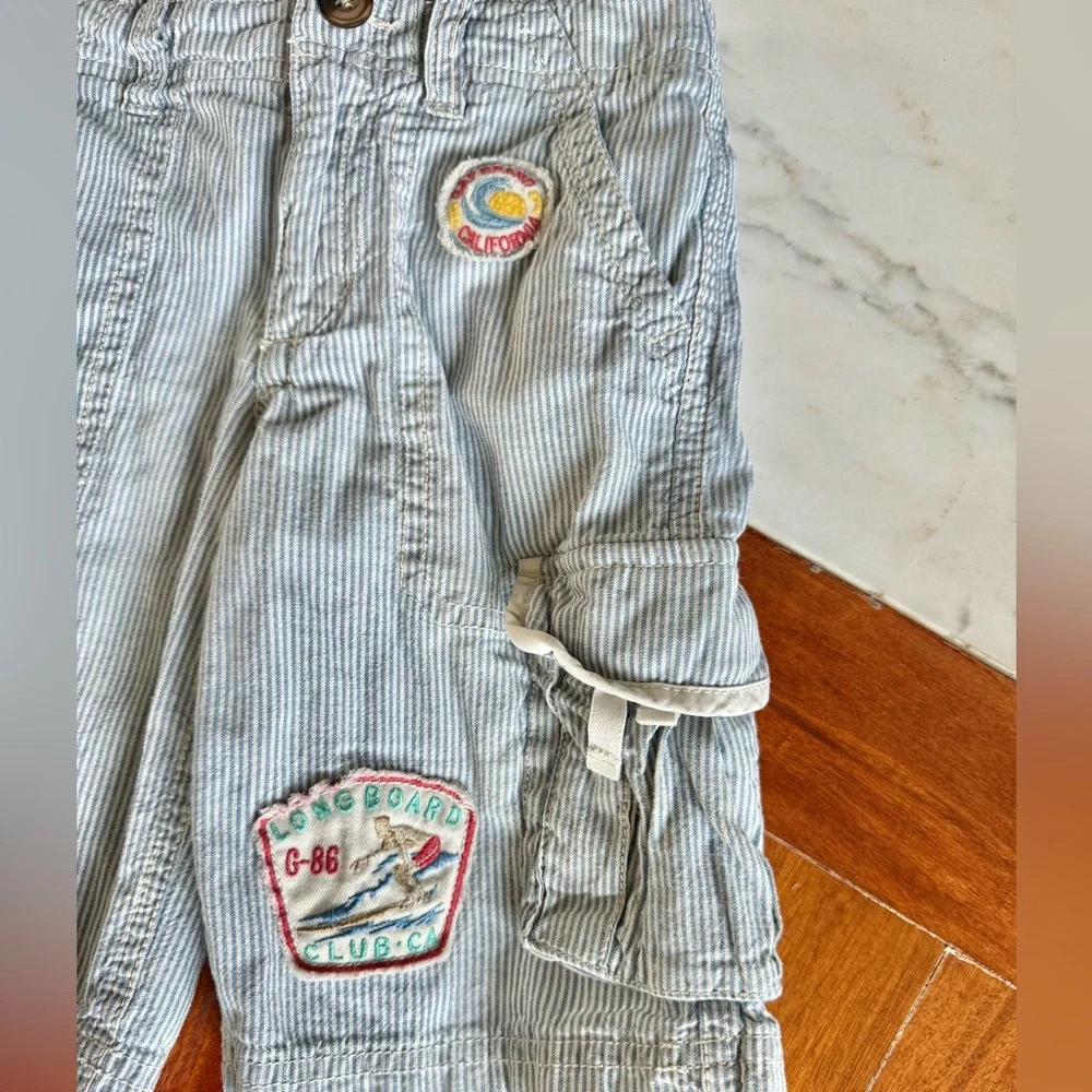 BABY GAP Boys Striped Cargo Toddler Shorts 🩳 with Patches kids short Size 5 Year